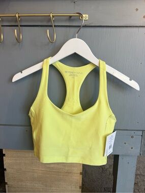 Beyond Yoga Electric Lime Heather Racerback Cropped Sports Tank